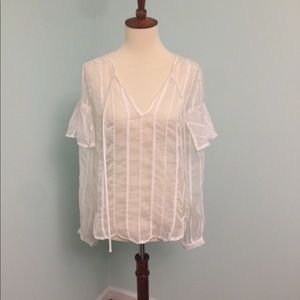 JOA white top with decorative sleeve